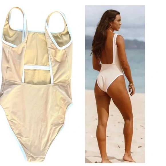 NWOT LainSnow Ocean Isle One-Piece Swimsuit – XL (Champagne/Cream) - Picture 2 of 5